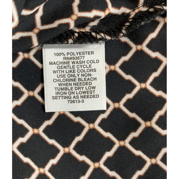 Liz Claiborne Black White Diamond Pattern w/ Bold Red Floral Print Womens Size L - Picture 9 of 9